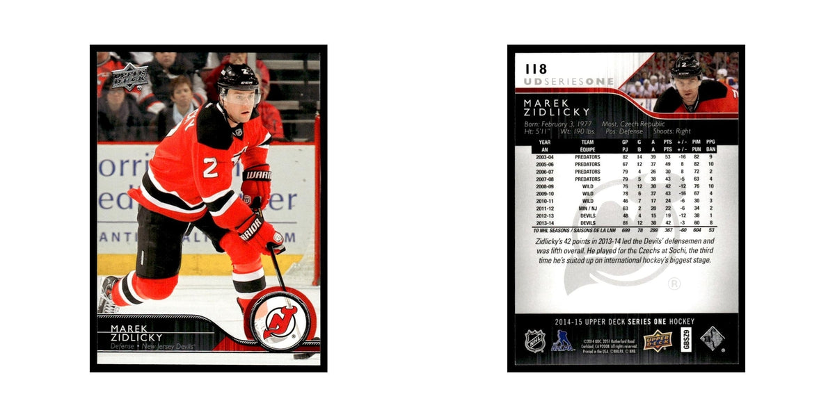 Marek Zidlicky 2014 Upper Deck #118 New Jersey Devils Hockey Card NM