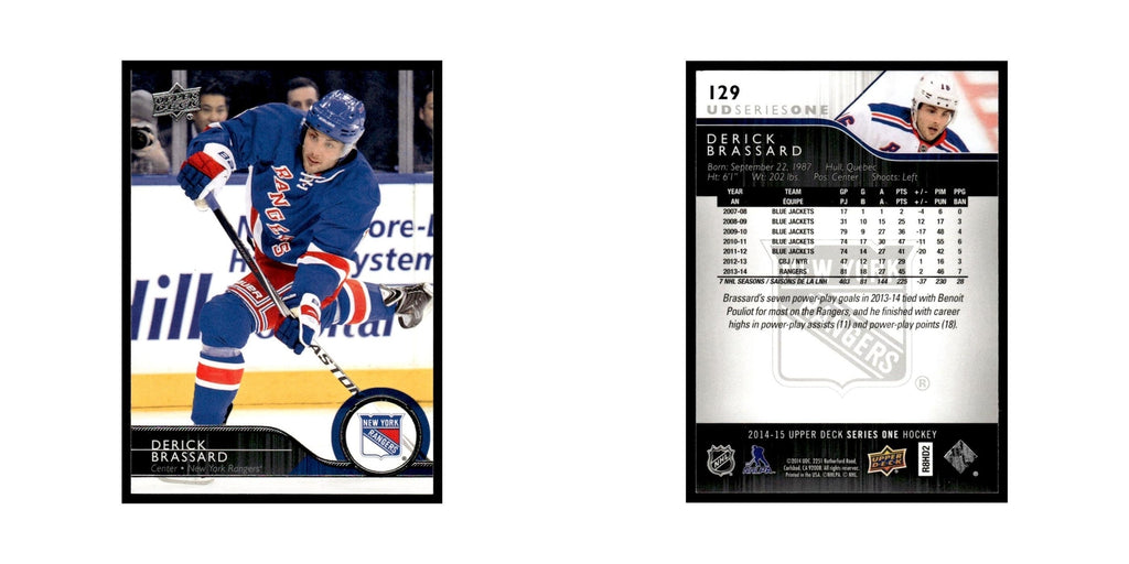 Derick Brassard 2014 Upper Deck #129 New York Rangers Hockey Card NM