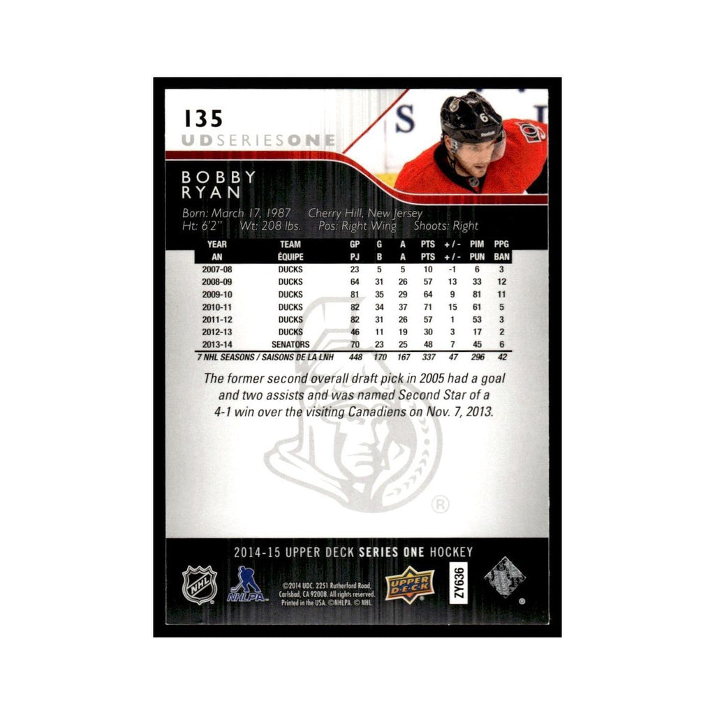 Bobby Ryan 2014 Upper Deck #135 Ottawa Senators Hockey Card NM