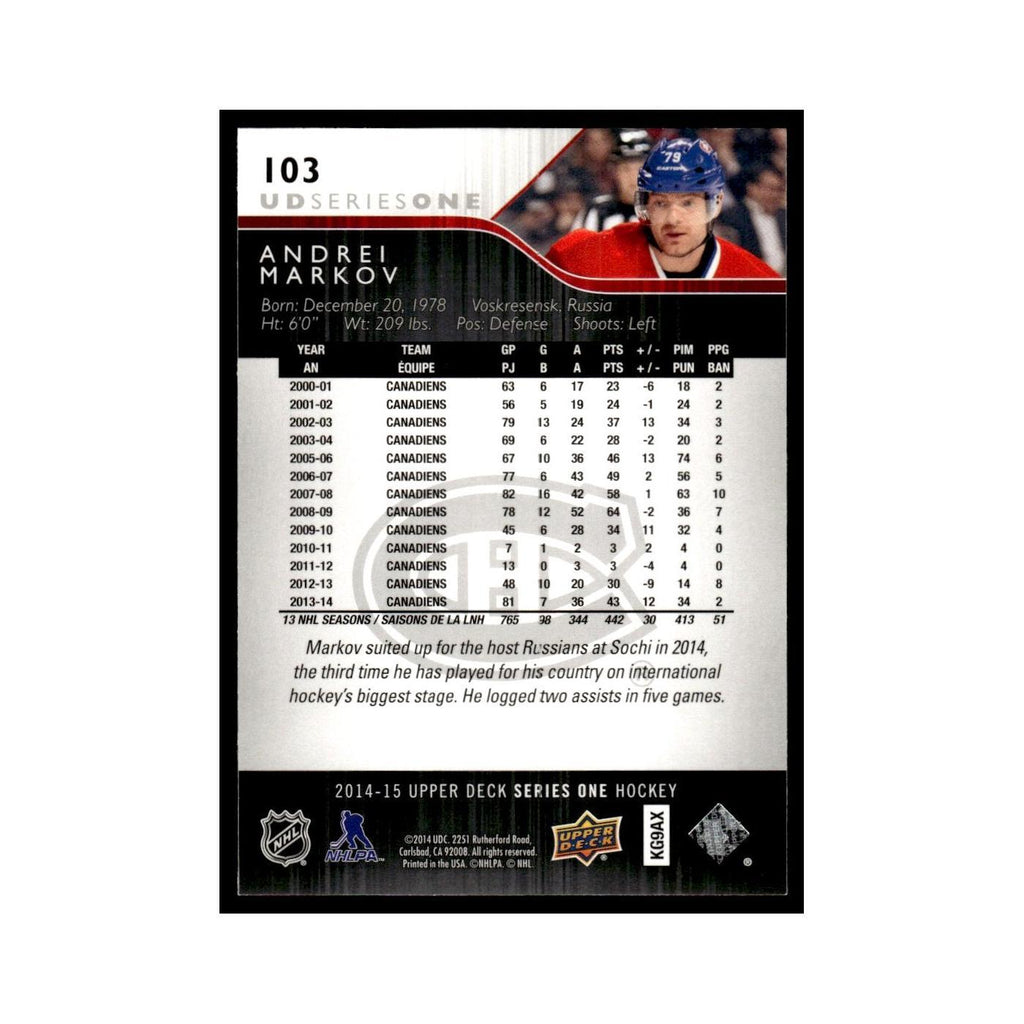 Andrei Markov 2014 Upper Deck #103 Montreal Canadiens Hockey Card NM