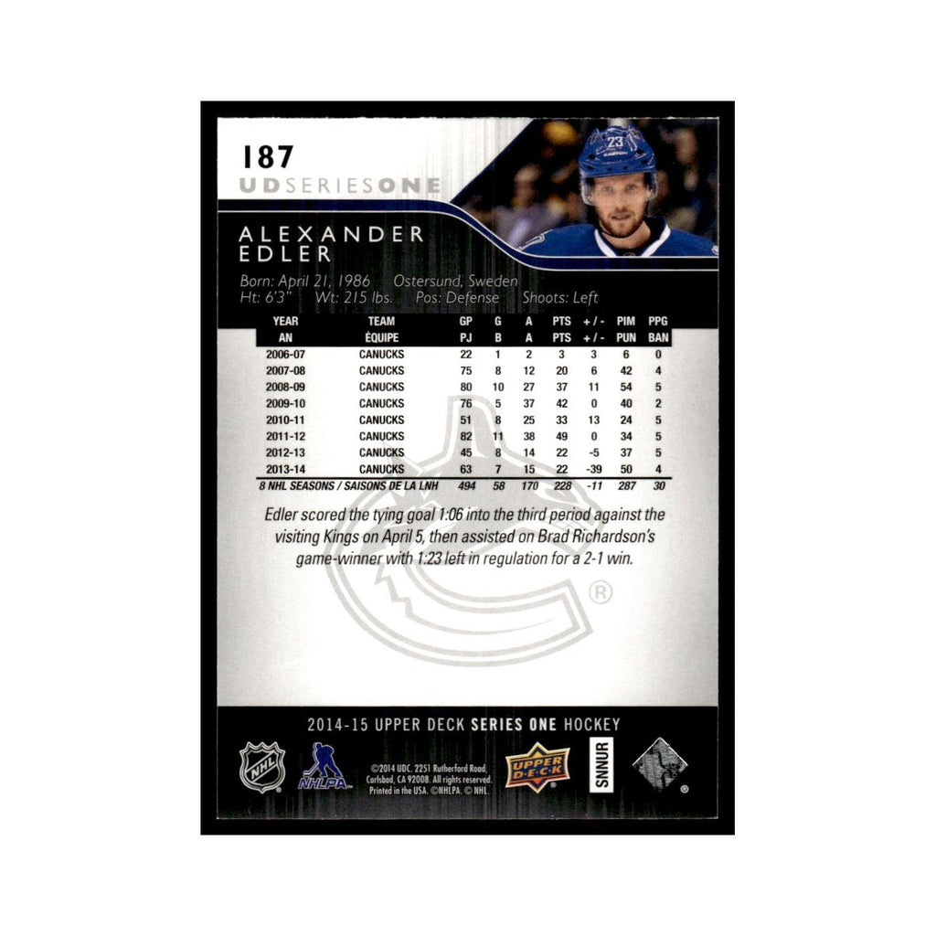 Alexander Edler 2014 Upper Deck #187 Vancouver Canucks Hockey Card NM