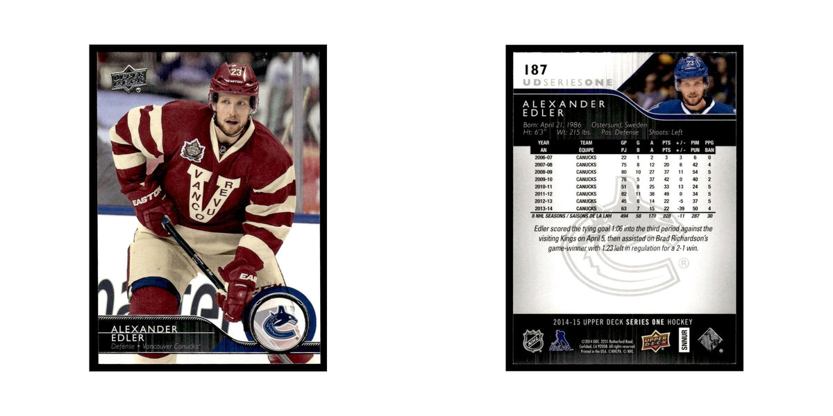 Alexander Edler 2014 Upper Deck #187 Vancouver Canucks Hockey Card NM