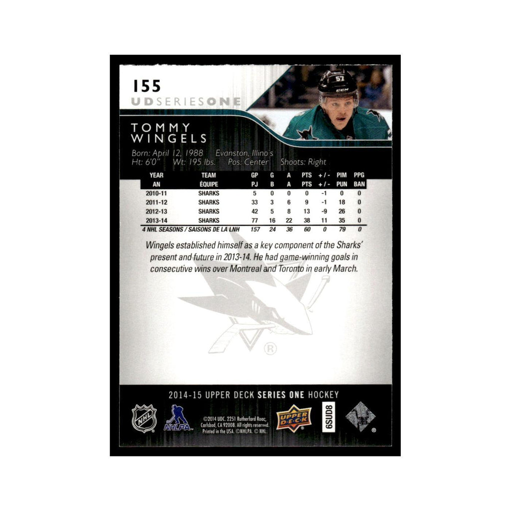 Tommy Wingels 2014 Upper Deck #155 San Jose Sharks Hockey Card NM