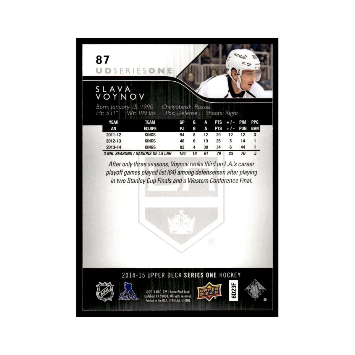 Slava Voynov 2014 Upper Deck #87 Los Angeles Kings Hockey Card NM