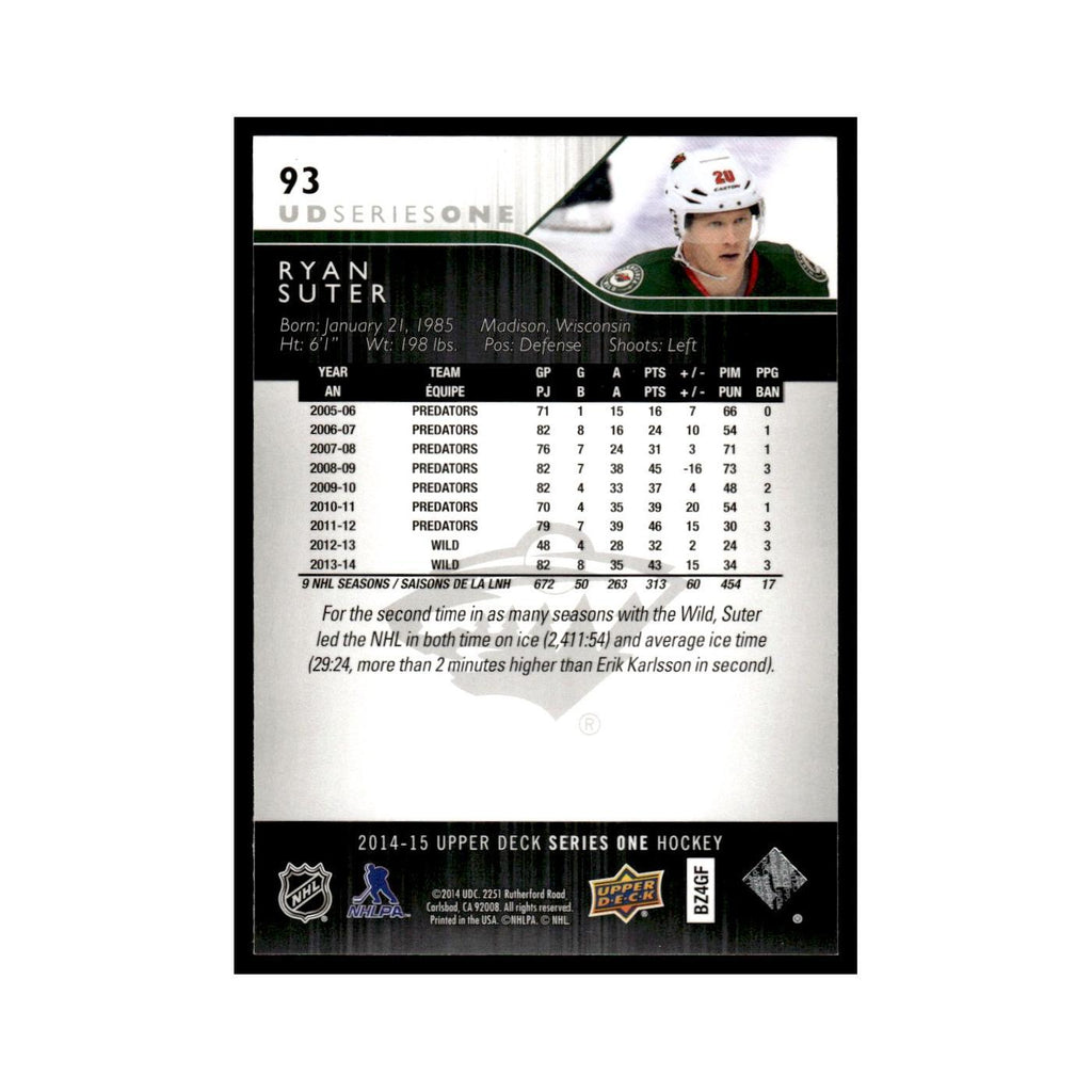 Ryan Suter 2014 Upper Deck #93 Minnesota Wild Hockey Card NM