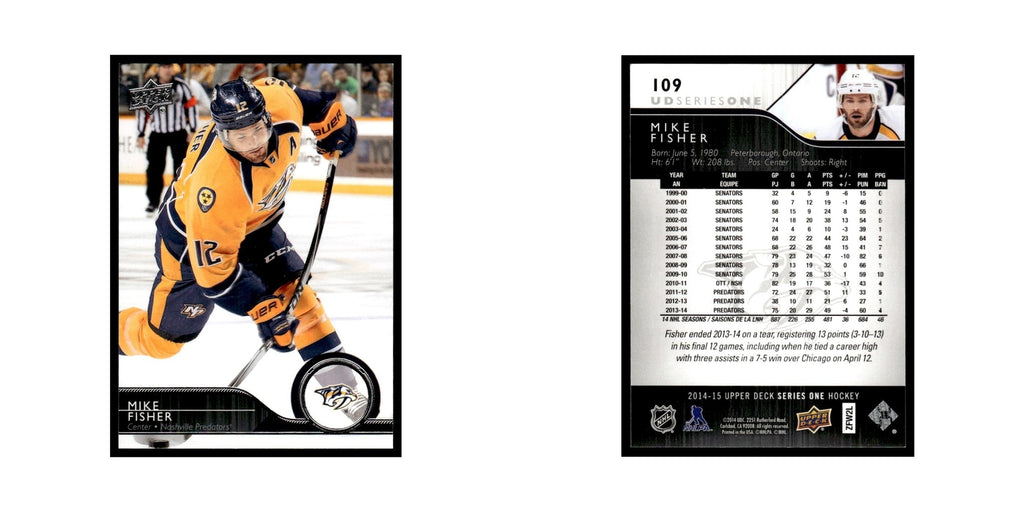 Mike Fisher 2014 Upper Deck #109 Nashville Predators Hockey Card NM
