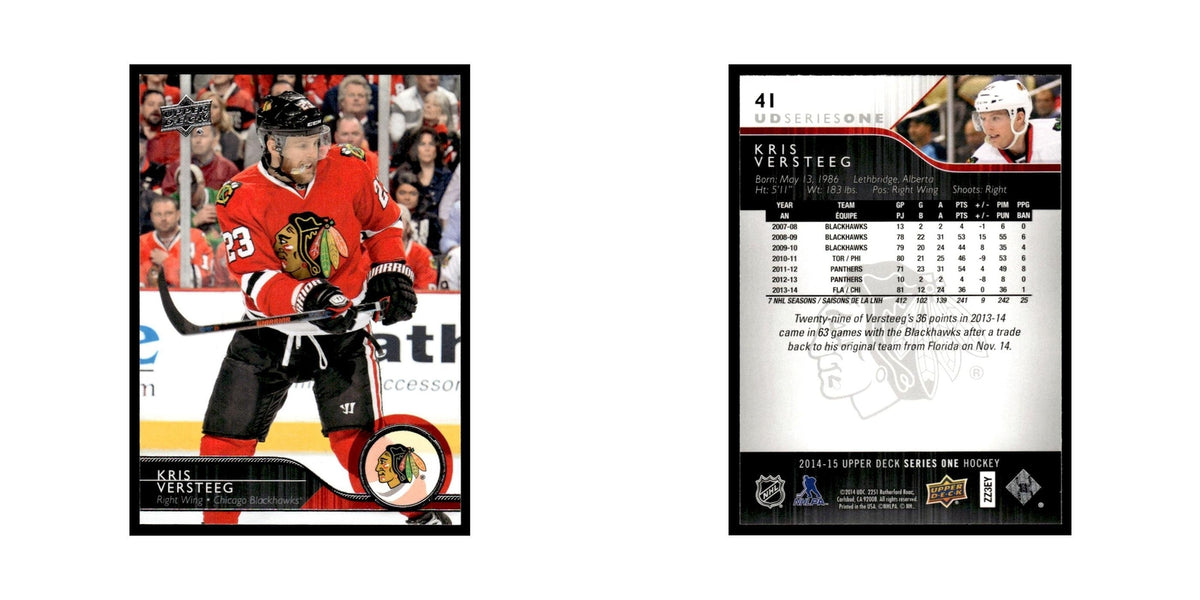 Kris Versteeg 2014 Upper Deck #41 Chicago Blackhawks Hockey Card NM