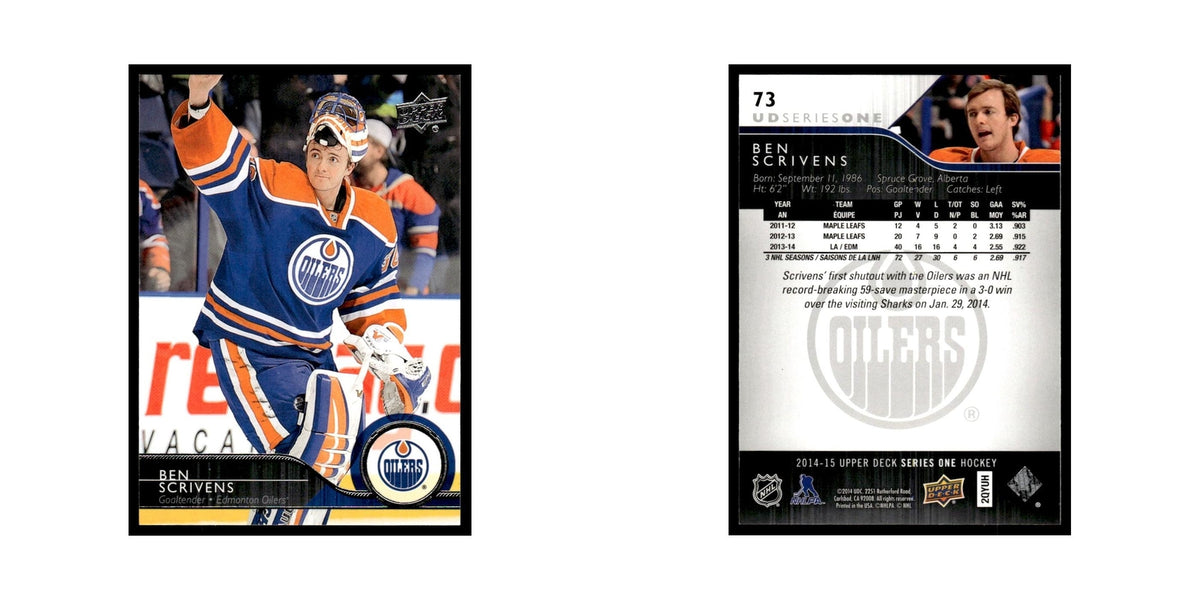 Ben Scrivens 2014 Upper Deck #73 Edmonton Oilers Hockey Card NM