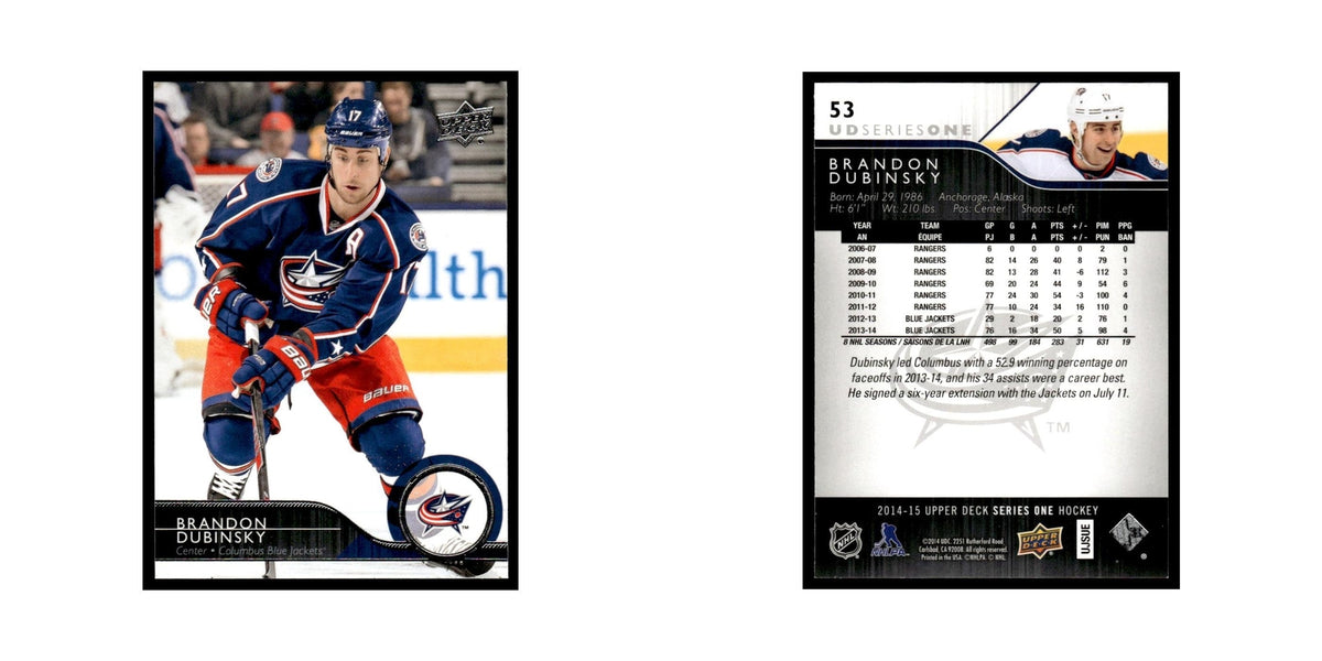 Brandon Dubinsky 2014 Upper Deck #53 Columbus Blue Jackets Hockey Card NM