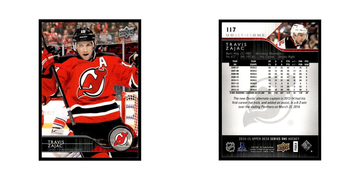 Travis Zajac 2014 Upper Deck #117 New Jersey Devils Hockey Card NM