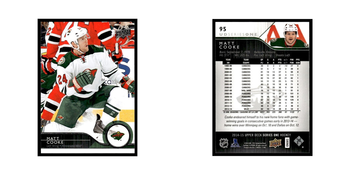 Matt Cooke 2014 Upper Deck #95 Minnesota Wild Hockey Card NM