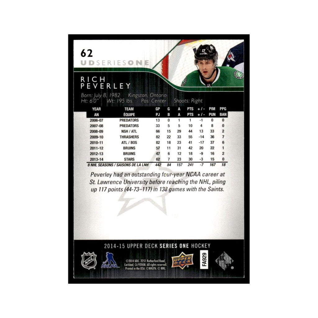 Rich Peverley 2014 Upper Deck #62 Dallas Stars Hockey Card NM