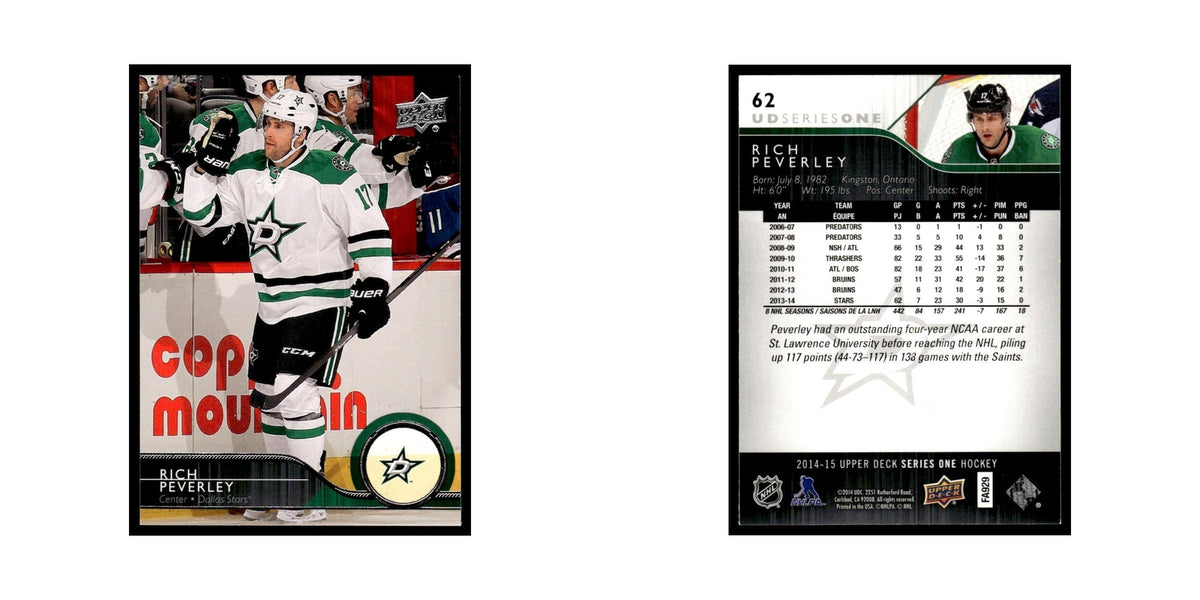 Rich Peverley 2014 Upper Deck #62 Dallas Stars Hockey Card NM