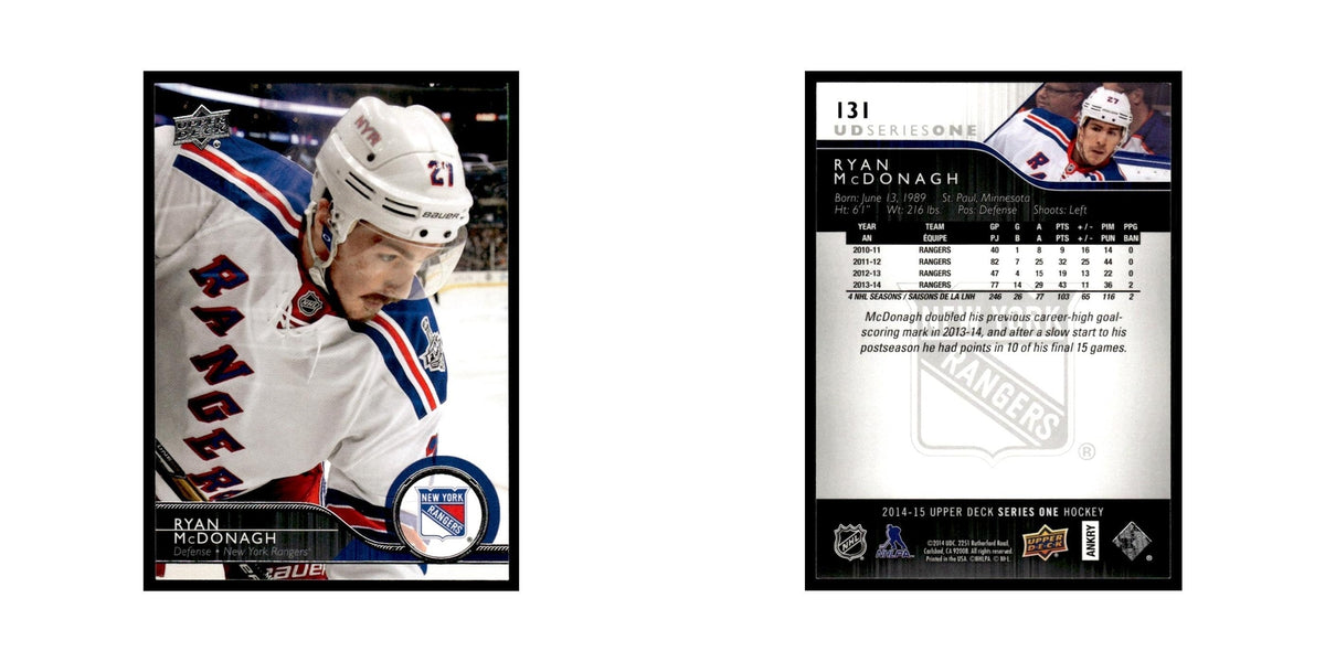 Ryan McDonagh 2014 Upper Deck #131 New York Rangers Hockey Card NM