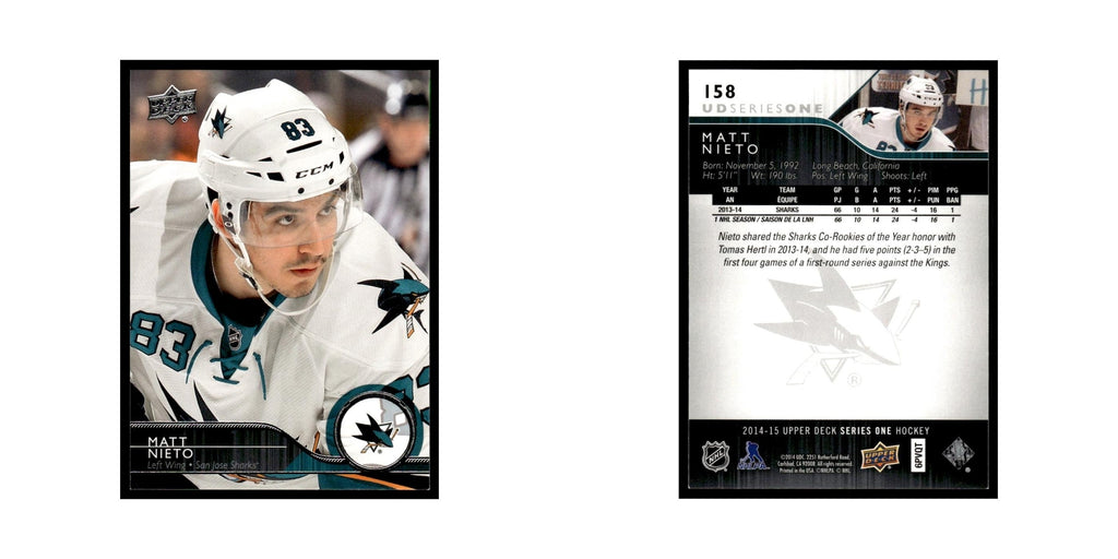 Matt Nieto 2014 Upper Deck #158 San Jose Sharks Hockey Card NM