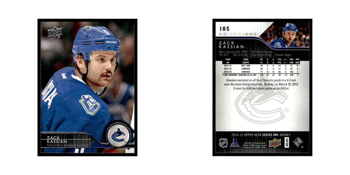 Zack Kassian 2014 Upper Deck #185 Vancouver Canucks Hockey Card NM