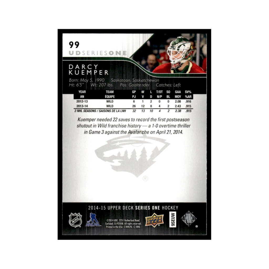 Darcy Kuemper 2014 Upper Deck #99 Minnesota Wild Hockey Card NM