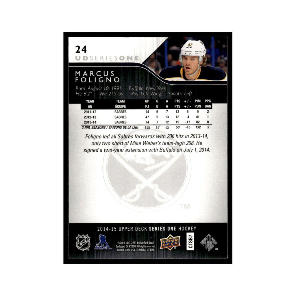 Marcus Foligno 2014 Upper Deck #24 Buffalo Sabres Hockey Card NM