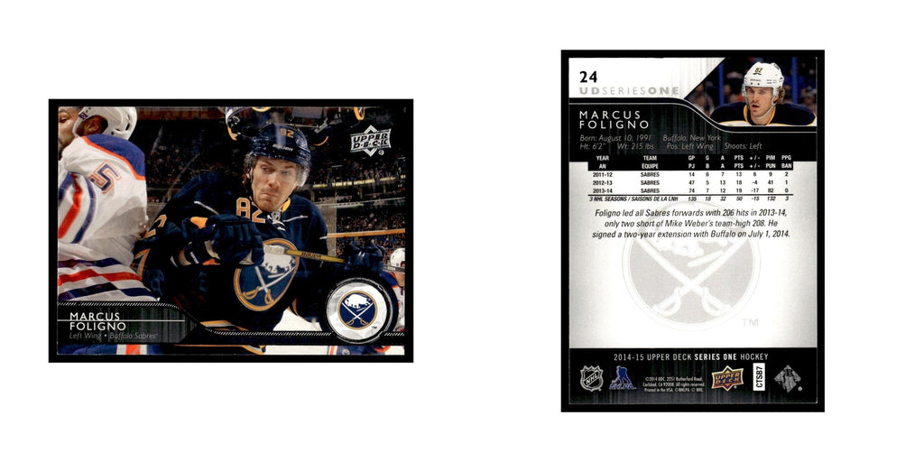 Marcus Foligno 2014 Upper Deck #24 Buffalo Sabres Hockey Card NM