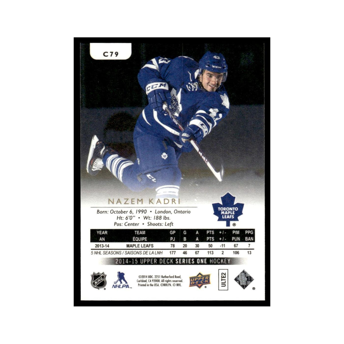 Nazem Kadri 2014 Upper Deck #C79 Toronto Maple Leafs Hockey Card NM