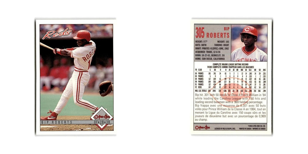 Bip Roberts 1993 O-Pee-Chee #305 Cincinnati Reds Baseball Card NM