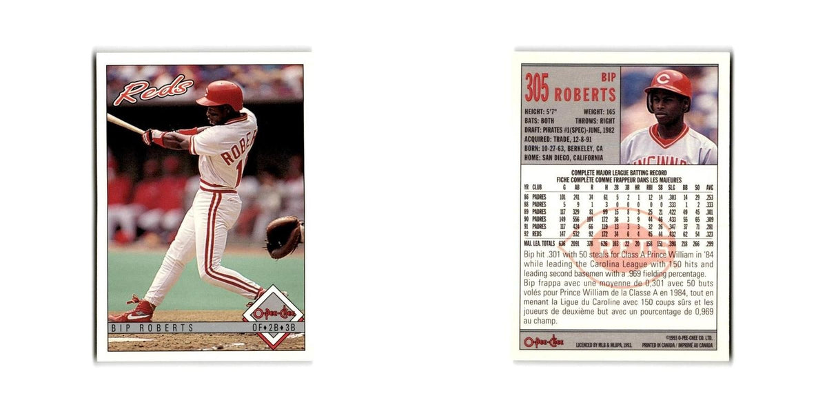 Bip Roberts 1993 O-Pee-Chee #305 Cincinnati Reds Baseball Card NM