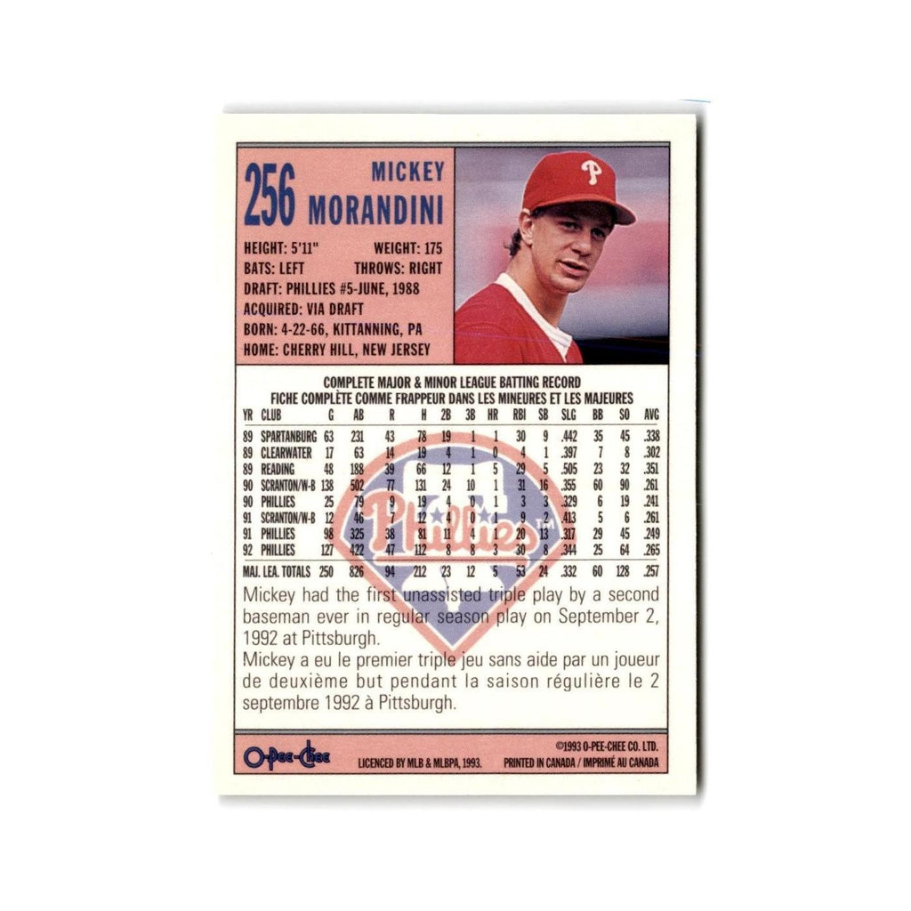 Mickey Morandini 1993 O-Pee-Chee #256 Philadelphia Phillies Baseball Card NM