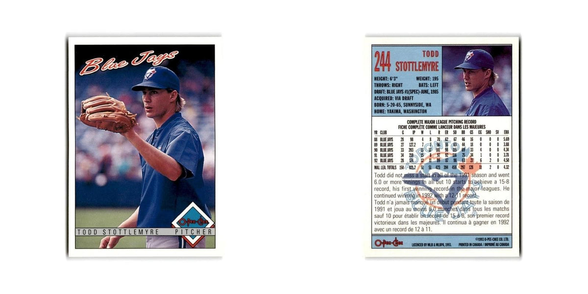 Todd Stottlemyre 1993 O-Pee-Chee #244 Toronto Blue Jays Baseball Card NM