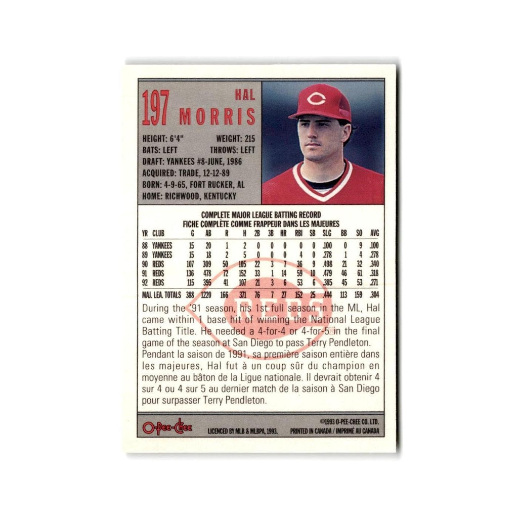 Hal Morris 1993 O-Pee-Chee #197 Cincinnati Reds Baseball Card NM