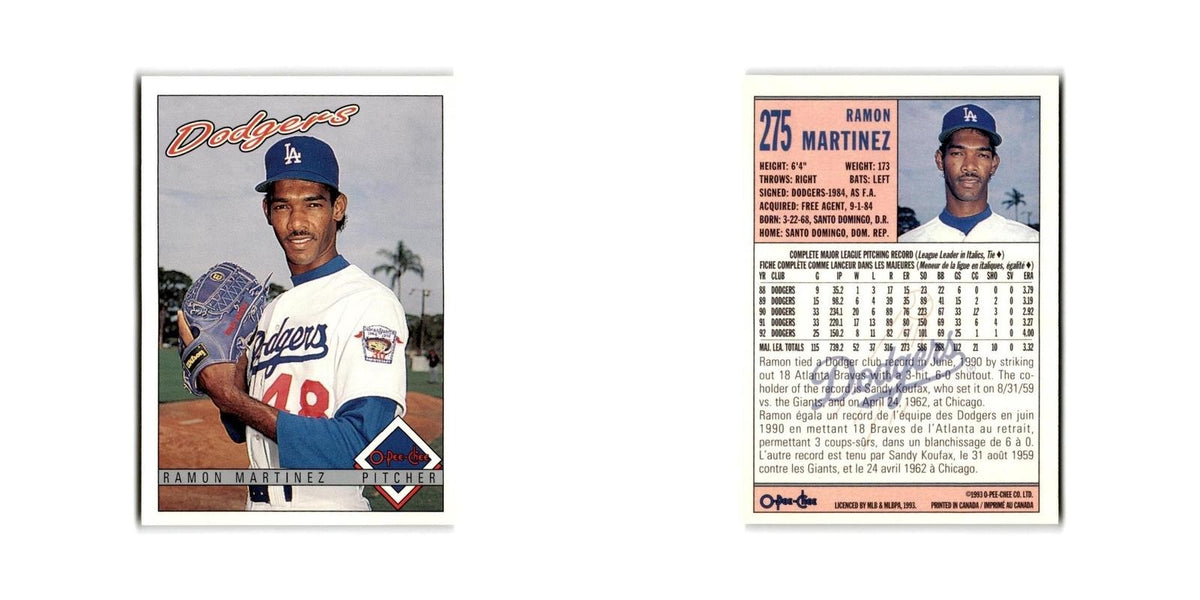 Ramon Martinez 1993 O-Pee-Chee #275 Los Angeles Dodgers Baseball Card NM