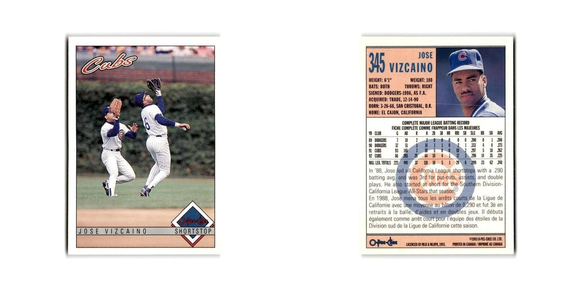 Jose Vizcaino 1993 O-Pee-Chee #345 Chicago Cubs Baseball Card NM