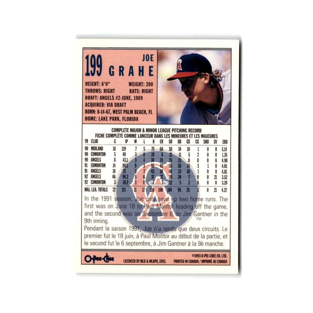 Joe Grahe 1993 O-Pee-Chee #199 California Angels Baseball Card NM
