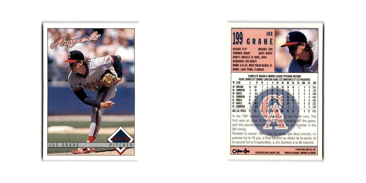 Joe Grahe 1993 O-Pee-Chee #199 California Angels Baseball Card NM