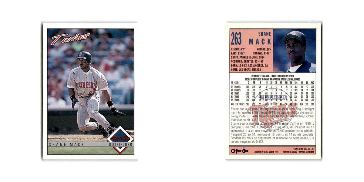 Shane Mack 1993 O-Pee-Chee #263 Minnesota Twins Baseball Card NM
