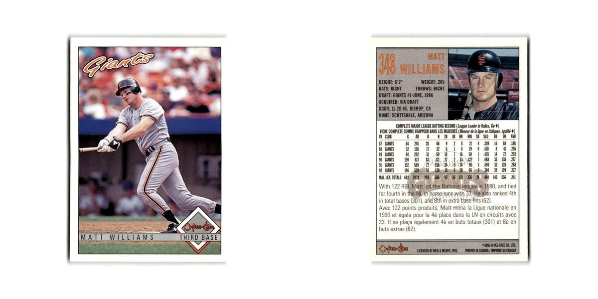 Matt Williams 1993 O-Pee-Chee #348 San Francisco Giants Baseball Card NM