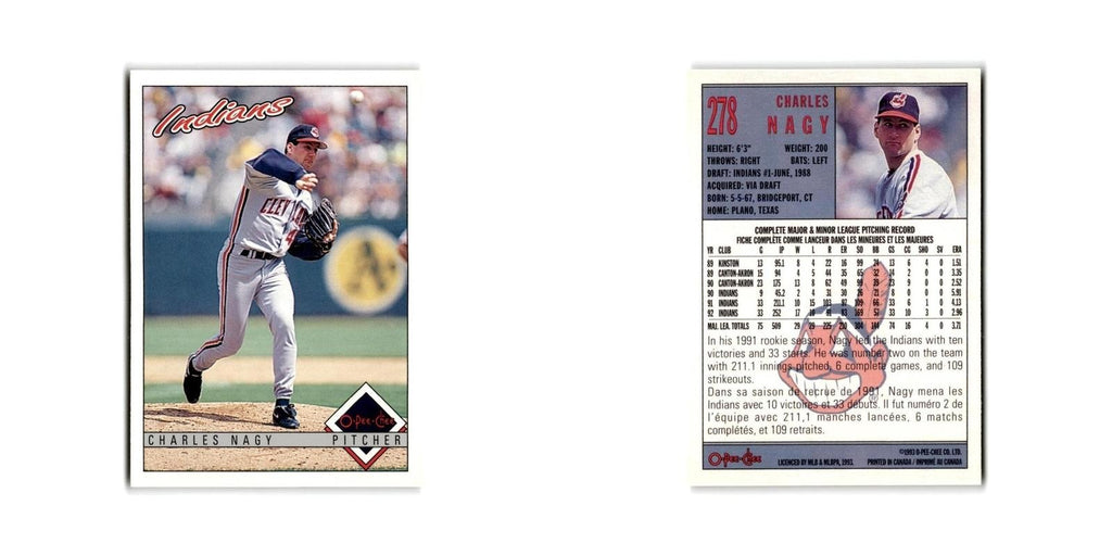 Charles Nagy 1993 O-Pee-Chee #278 Cleveland Indians Baseball Card NM