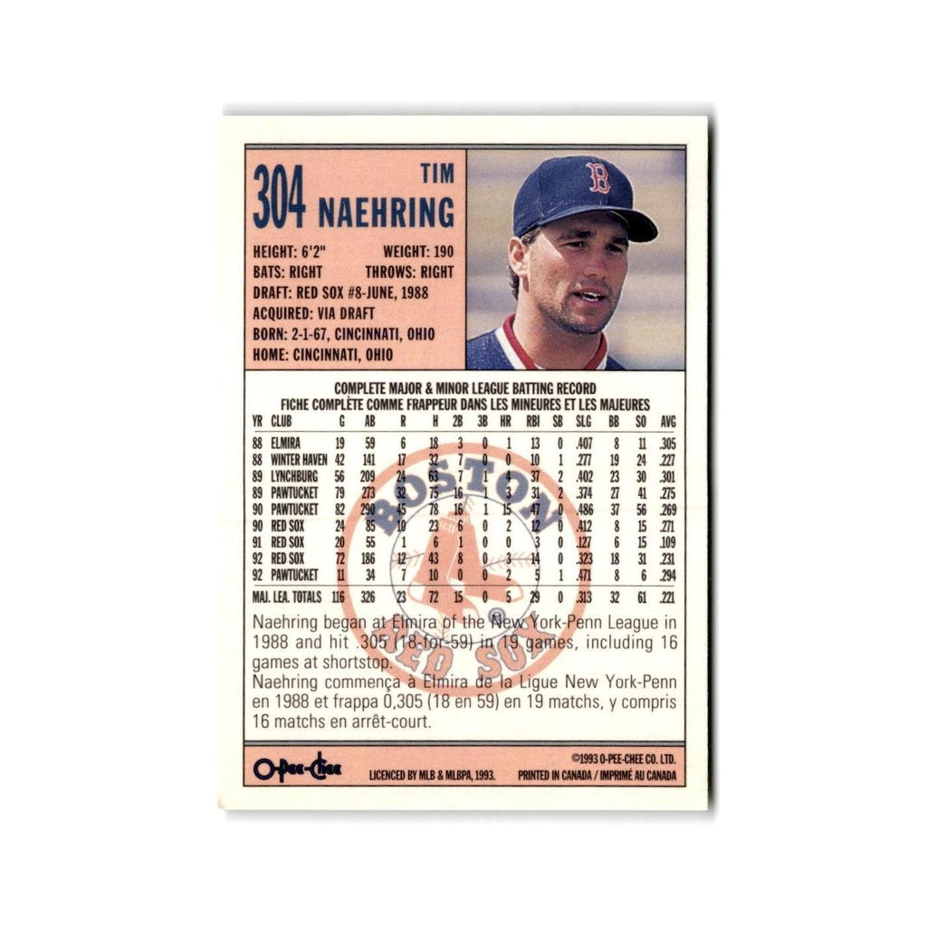 Tim Naehring 1993 O-Pee-Chee #304 Boston Red Sox Baseball Card NM