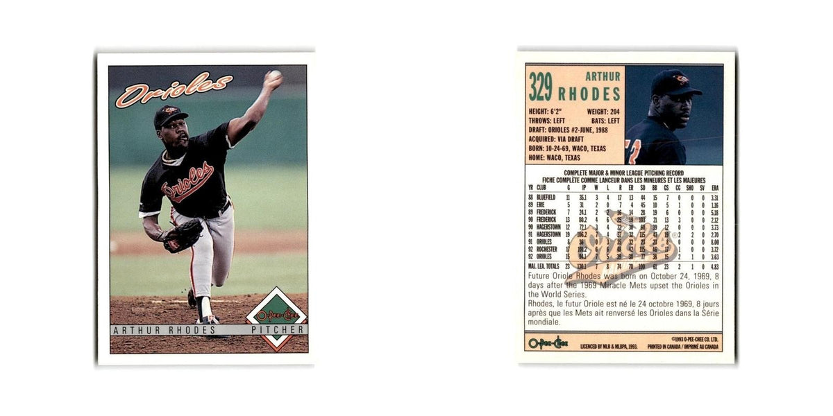 Arthur Rhodes 1993 O-Pee-Chee #329 Baltimore Orioles Baseball Card NM