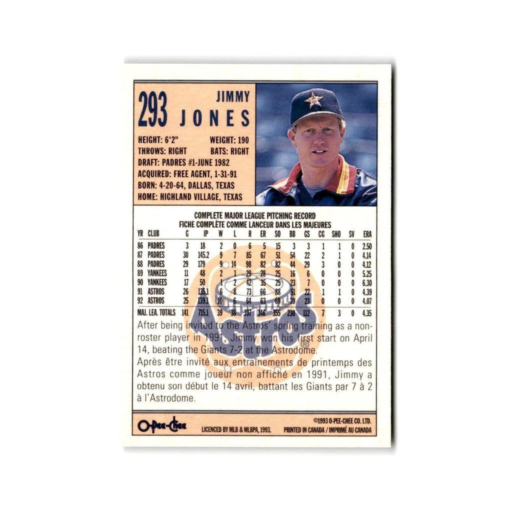 Jimmy Jones 1993 O-Pee-Chee #293 Houston Astros Baseball Card NM