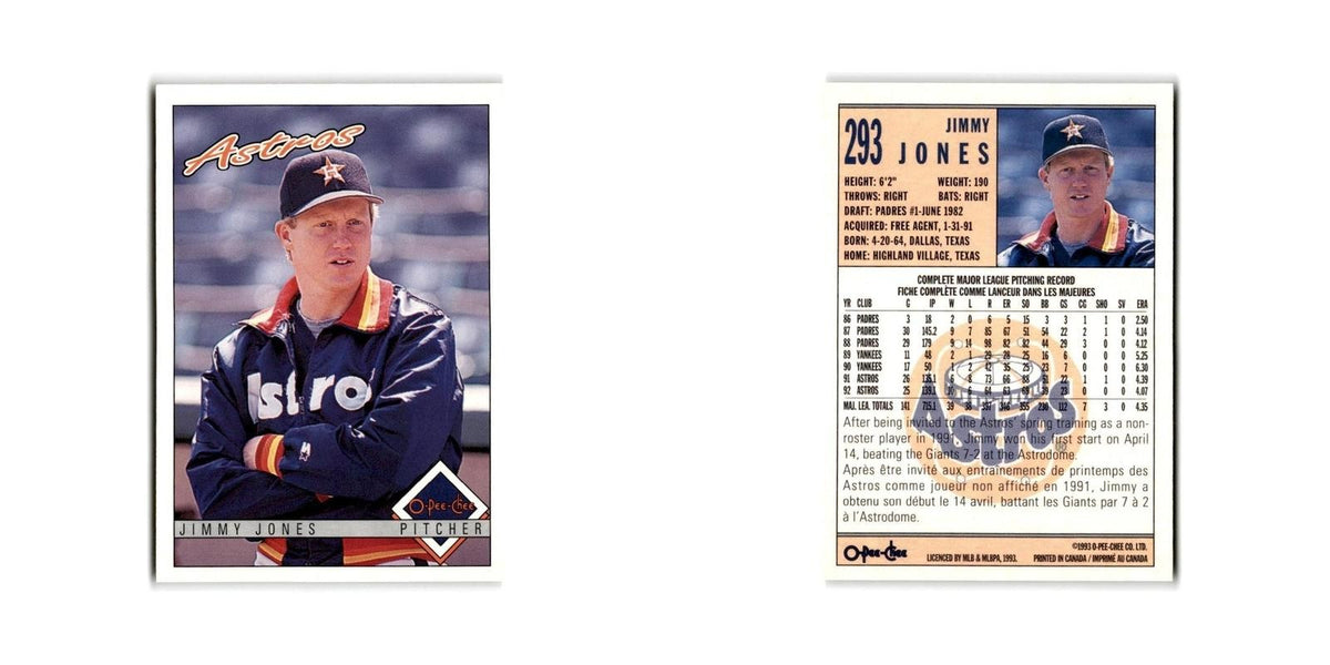 Jimmy Jones 1993 O-Pee-Chee #293 Houston Astros Baseball Card NM