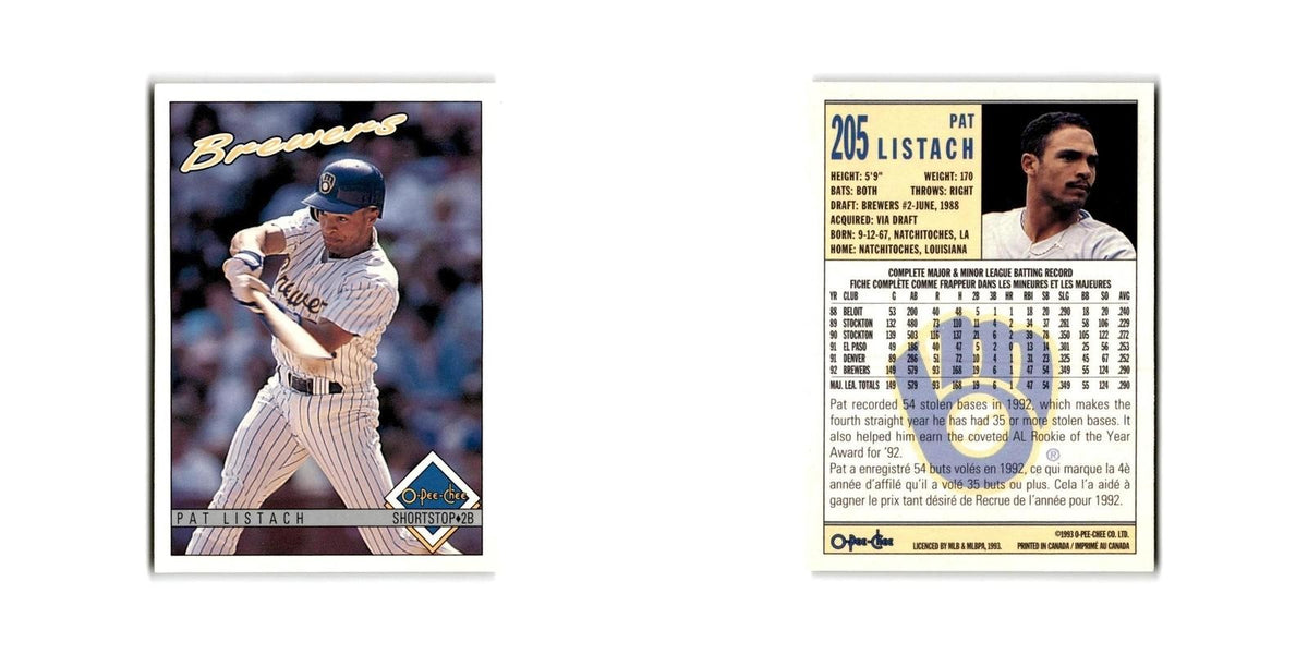 Pat Listach 1993 O-Pee-Chee #205 Milwaukee Brewers Baseball Card NM
