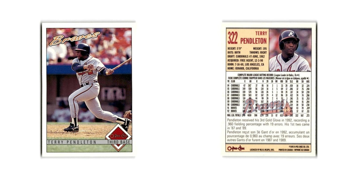 Terry Pendleton 1993 O-Pee-Chee #322 Atlanta Braves Baseball Card NM