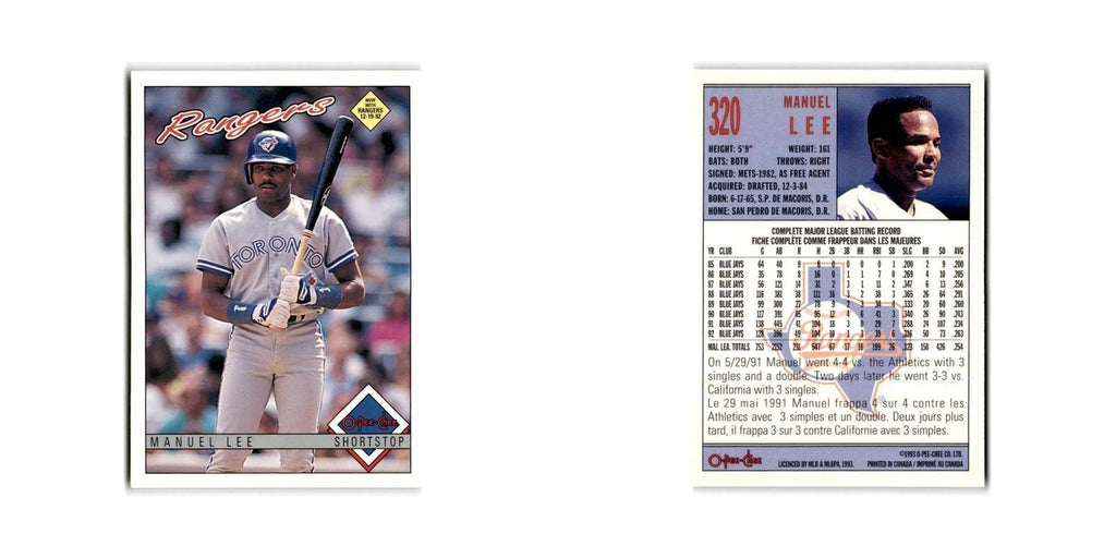 Manuel Lee 1993 O-Pee-Chee #320 Texas Rangers Baseball Card NM