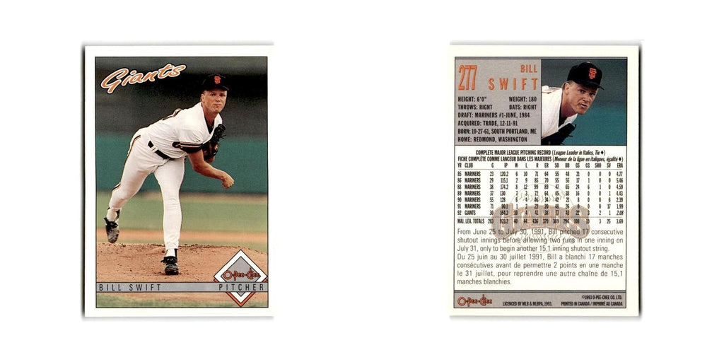 Bill Swift 1993 O-Pee-Chee #277 San Francisco Giants Baseball Card NM