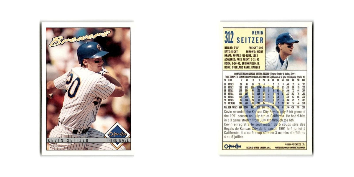 Kevin Seitzer 1993 O-Pee-Chee #312 Milwaukee Brewers Baseball Card NM