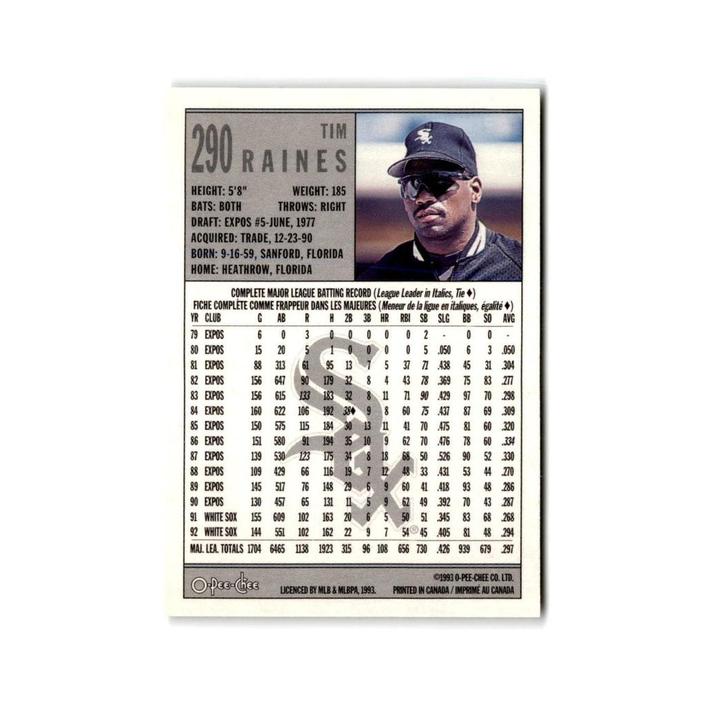 Tim Raines 1993 O-Pee-Chee #290 Chicago White Sox Baseball Card NM