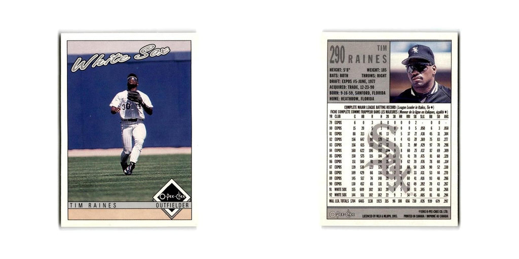 Tim Raines 1993 O-Pee-Chee #290 Chicago White Sox Baseball Card NM