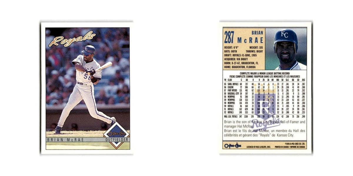 Brian McRae 1993 O-Pee-Chee #287 Kansas City Royals Baseball Card NM