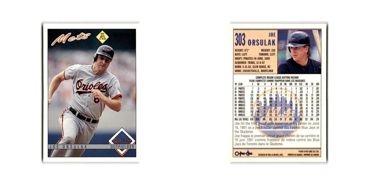 Joe Orsulak 1993 O-Pee-Chee #303 New York Mets Baseball Card NM