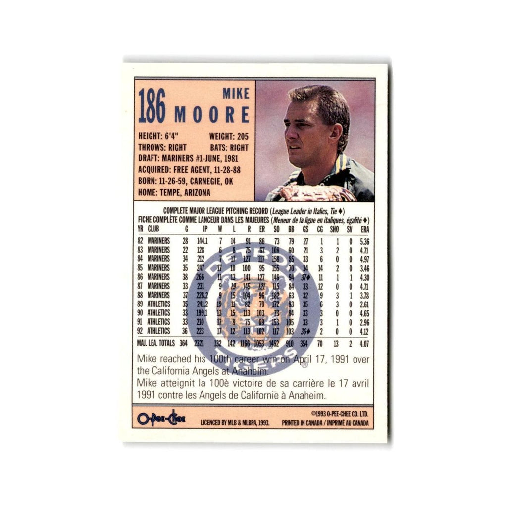 Mike Moore 1993 O-Pee-Chee #186 Detroit Tigers Baseball Card NM